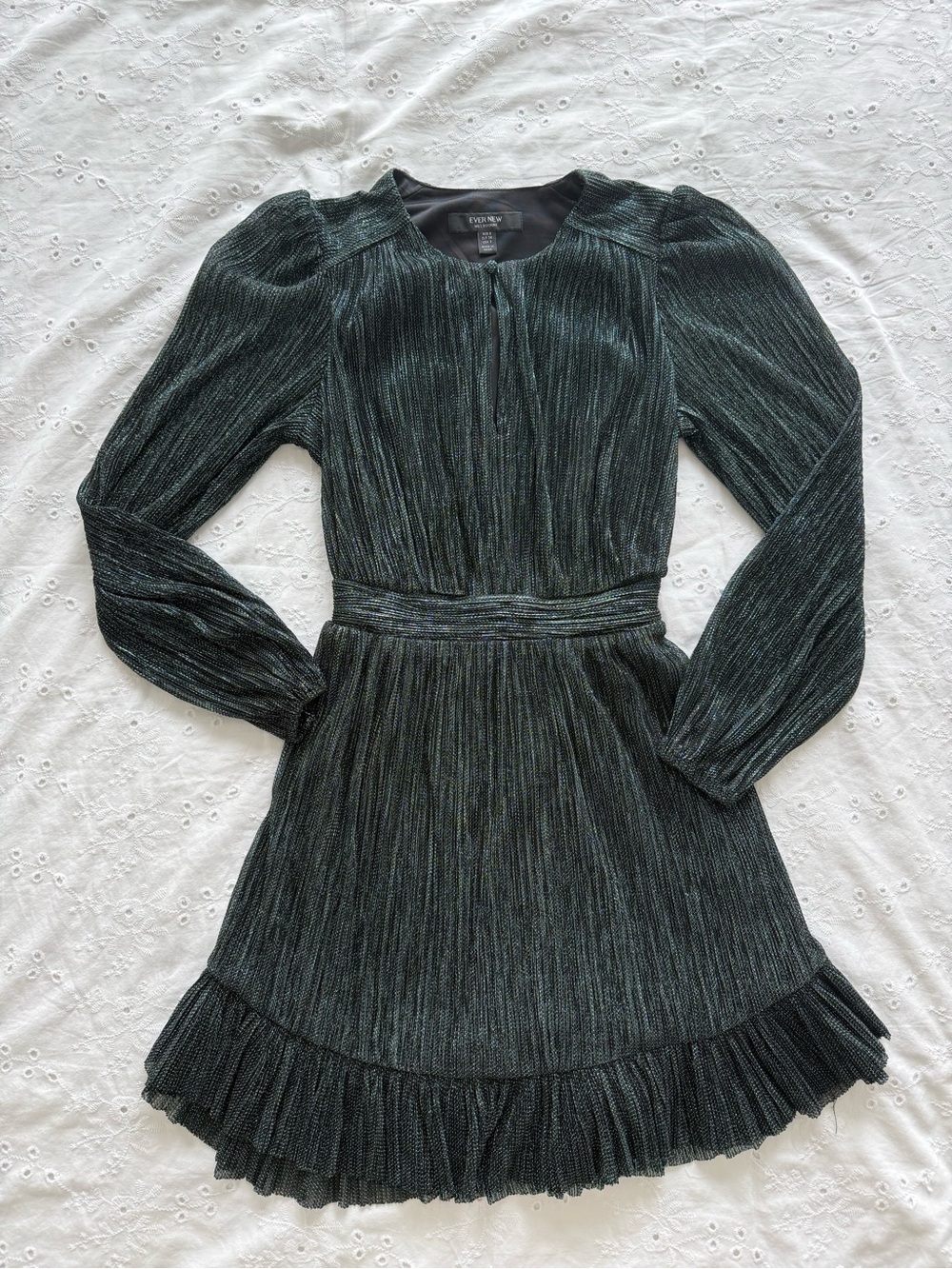Ever New Emerald Metallic Pleated Long-Sleeve Dress - Picture 3 of 4
